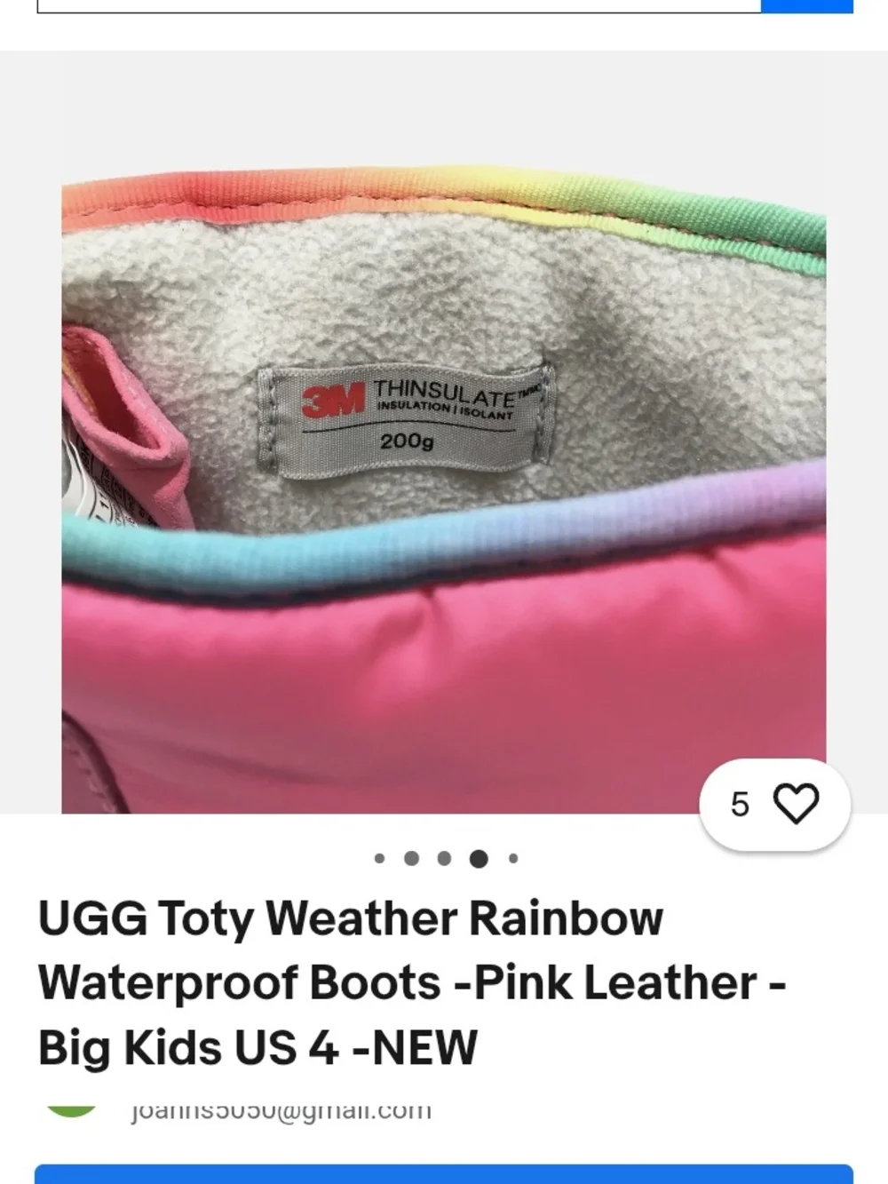 Ugg Toty Rainbow Weather Waterproof Pink Leather Boots sz 6